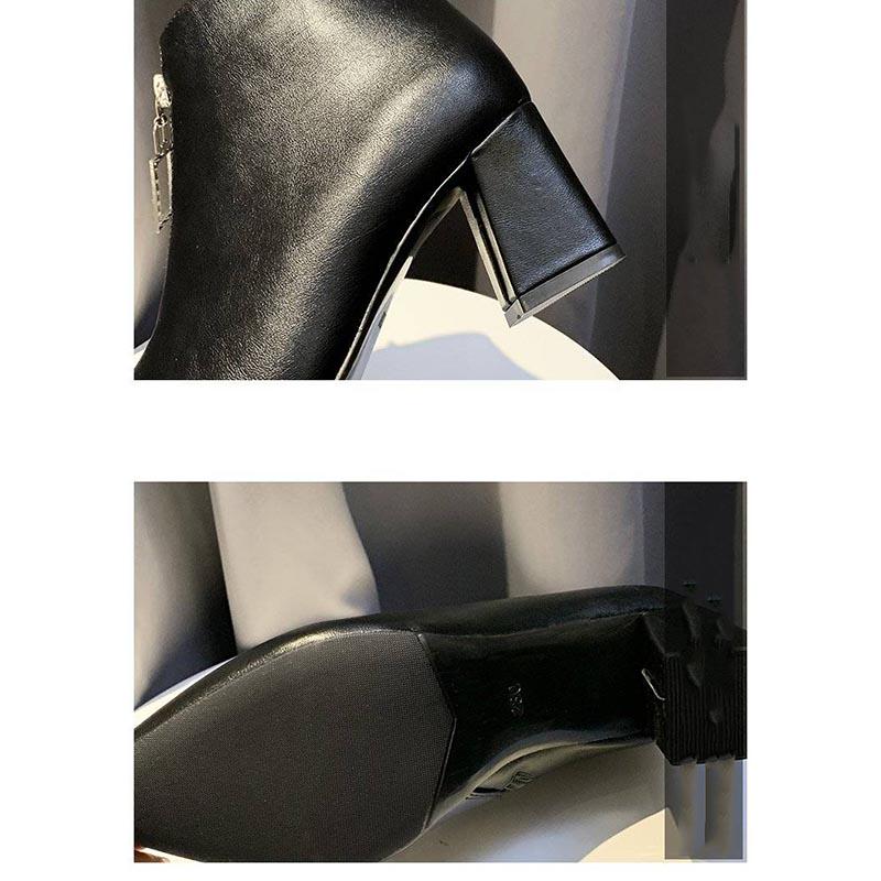 Autumn Winter Boots Fashion Sexy Thick Heel Martin Boots Ankle Boots High-heeled Pointed Shoes