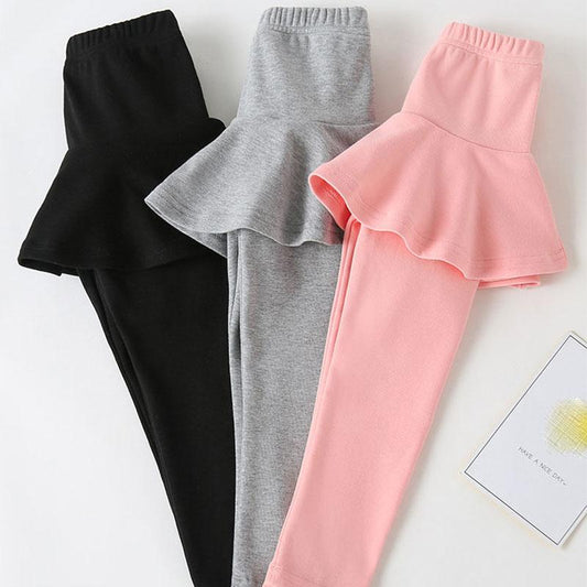 Girls' Leggings Skirt 2021 Spring and Autumn Children's Outer Wear Pants Fake Two Pieces of Spring Thin Culottes Girl Trousers