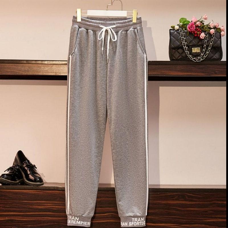 Cotton Sports Women's Spring and Autumn Slim Stitching Suit Extra Large Sweater Sweatpants Two-piece Set