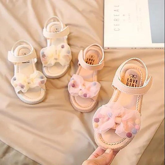 Girls Sandals Summer Bow Princess Shoes Korean Children's Baby Non-slip Soft-soled Beach Shoes