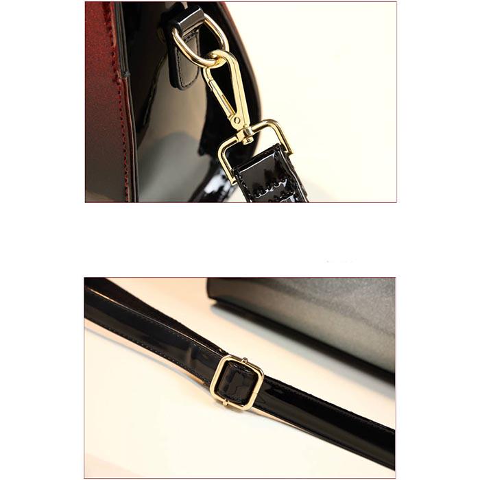 Bright Leather Ladies Bag Shoulder Slung Handbag Simple Splicing Patent Leather Handbag