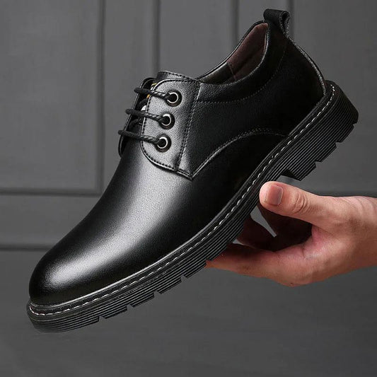 Men's Cowhide Leather Shoes Soft Leather Men's Business Shoes Casual Shoes Black Work Shoes Summer Hollow Sweat-absorbent Husband Shoes Dad Shoes