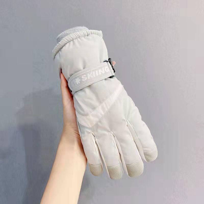 Men's and Women's Winter Ski Gloves Touch Screen Plus Velvet Thick Warm Cute Riding Outdoor Motorcycle Waterproof and Cold-proof Driving Gloves