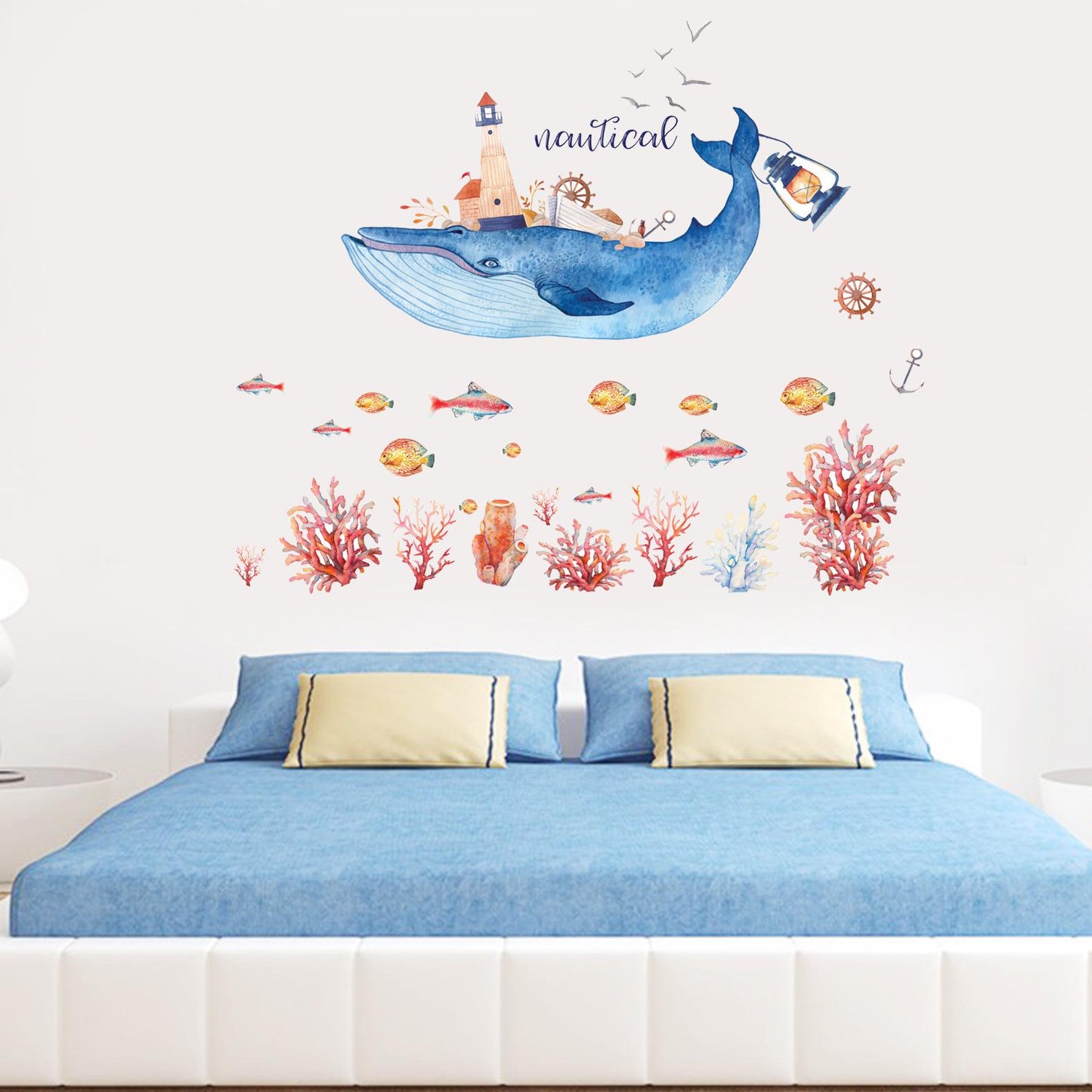 Living room TV wall background wall stickers Cute Dolphin stickers