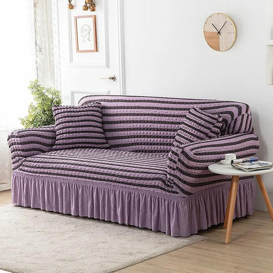 Stripe Sofa Cover with Skirt Elastic Sofa Slipcover for Living Room Bedroom Nordic Full Cover Sofa Cushion Universal Slip Cover 1/2/3/4 Seaters