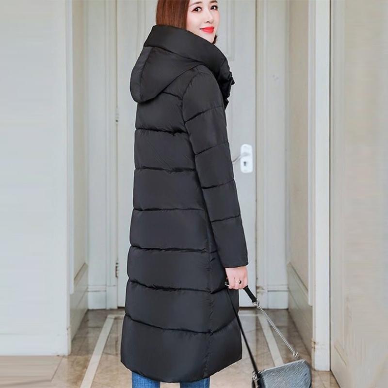 Women's Mid-length Down Jacket Winter Korean Loose Cotton Clothes Casual Hooded Padded Jacket Quilted Jacket