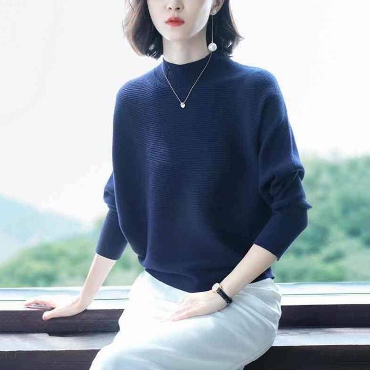 Women Turtleneck Sweater Top Lady Long Sleeve Warm Sweaters Embroidered Knitted Pullover