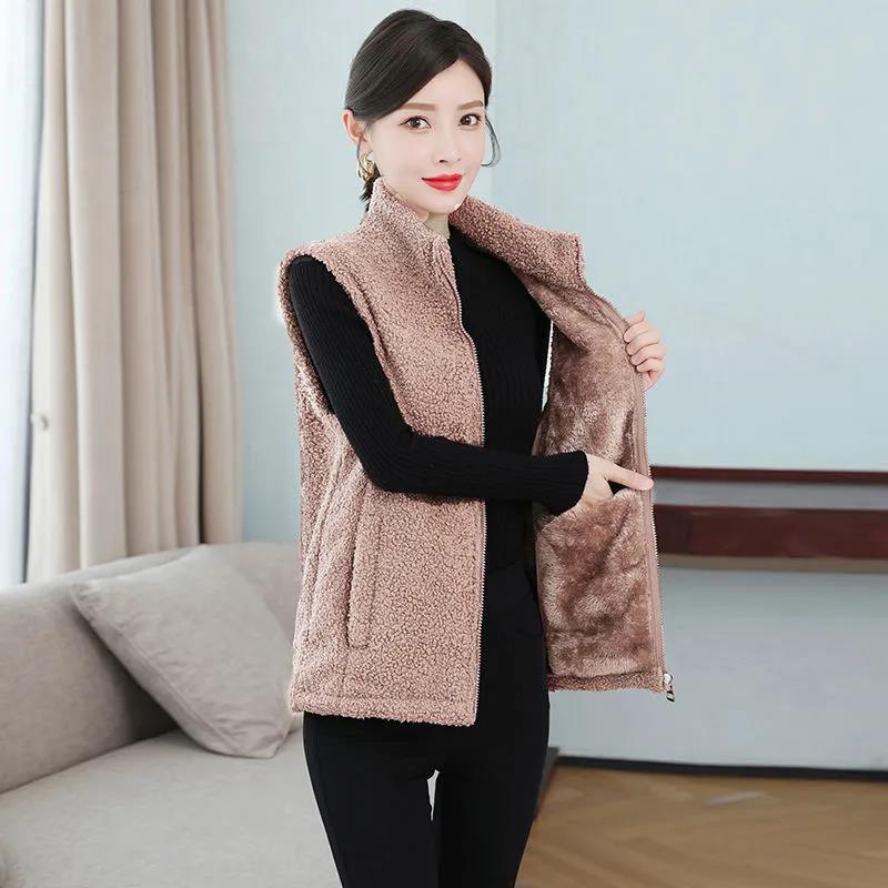 Vest Women's Short Lamb Fleece Autumn and Winter Thickened Warm All-match Coat