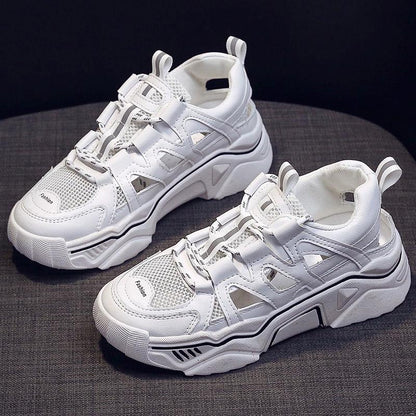 Women Chunky Platform Sandals Summer Casual Shoes Mesh Breathable Lace Up Designers Woman Wedge Fashion White Sandal Ladies 2020