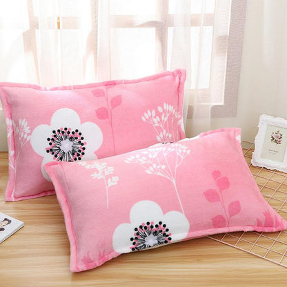 Coral Velvet Pillowcase Flannel Pillow Cover Winter Thicken A Pair of Pure Color Zipper Pillowcases 48*74cm