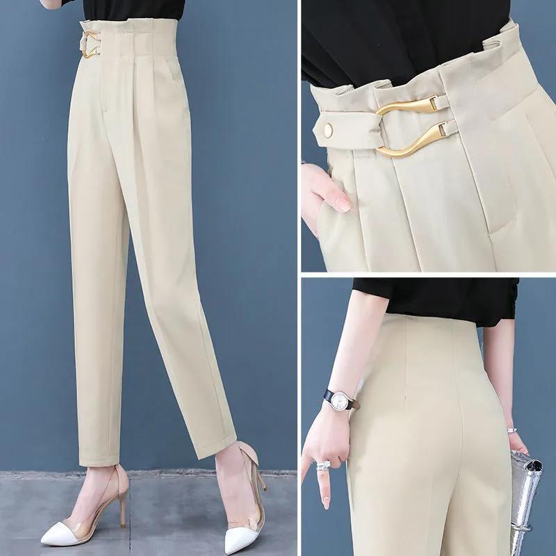 WTEMPO Office High Waist Suit Pants Solid Color  Casual Elegant Daily Women's