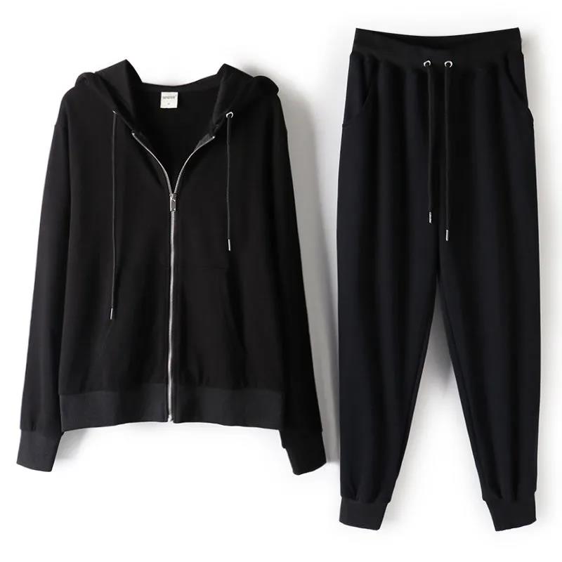 Casual Sports Running Suit Women Autumn Loose Sweater Jacket Trousers Two-piece Suit