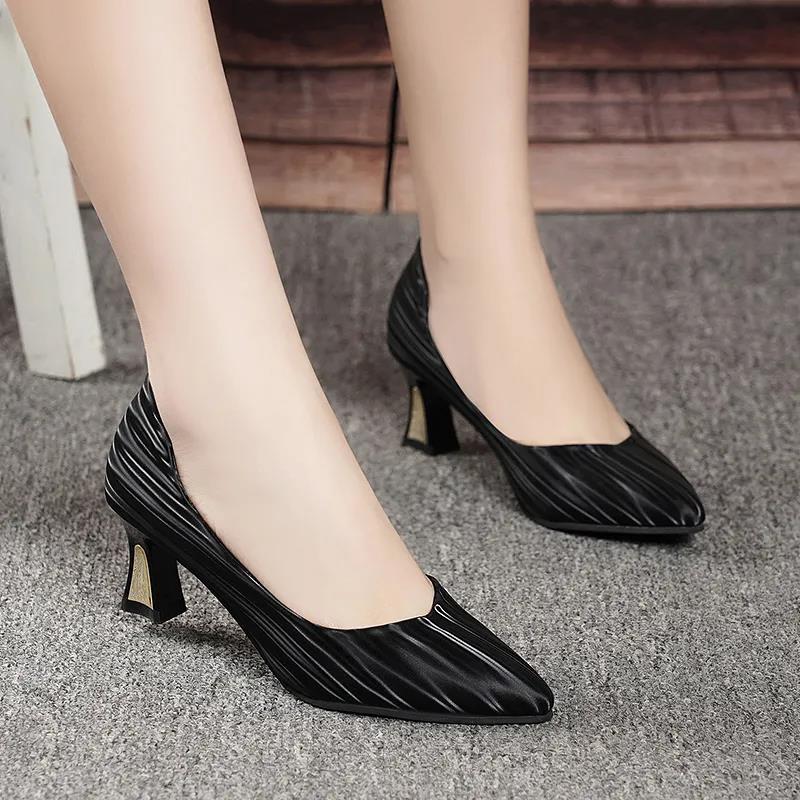 Spring All-match Black High-heeled Shoes Female Professional Stiletto Single Shoes Female Pointed Shallow Mouth Women's Shoes