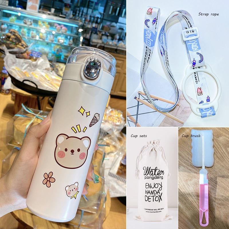 Water Cup Thermos Cup Vacuum Cup Female Student Cute Girl Heart Simple 304 Stainless Steel Cup Travel Cup Convenient To Carry Coffee Cup with Milk