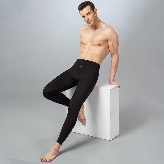 Men Winter Autumn Plus Velvet Thicken Thermal Underwear Tight Pants High Elasticity Comfortable Versatile Soft Lining Male Pajamas Spring Breathable