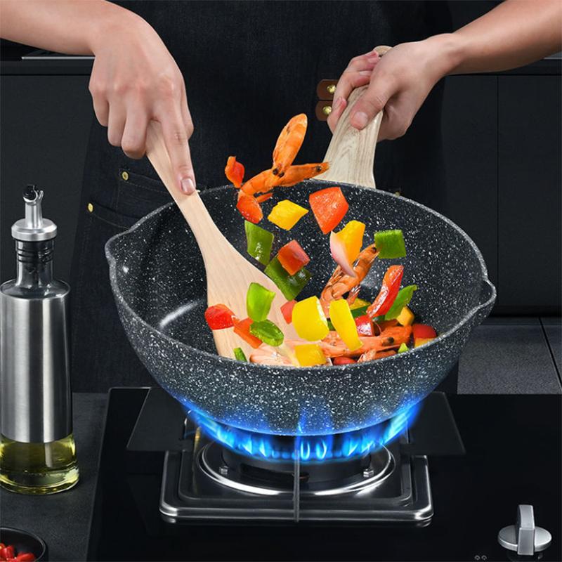 Maifan Stone Wok Pan Non-stick Pan Induction Cooker Gas Stove Suitable for Pancake Pan Fried Egg Artifact Steak Household