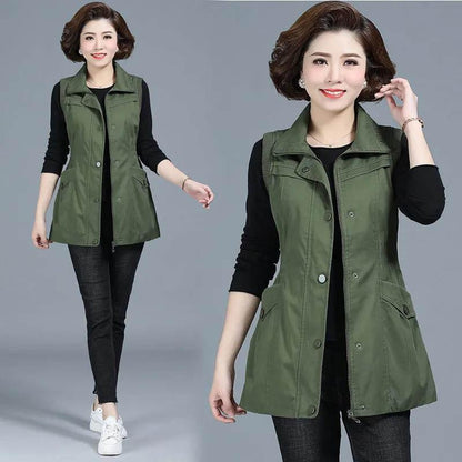 Spring and Autumn Middle-aged and Elderly Women's Mothers Wear Vest Vest Slim Slim Waistcoat Jacket Waistcoat Loose Ladies Tops