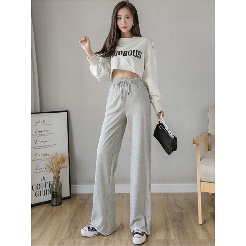 Drape Wide-leg Pants Women's Spring High Waist Loose Straight Solid Color Sports Pants Student Sports Casual Sweatpants