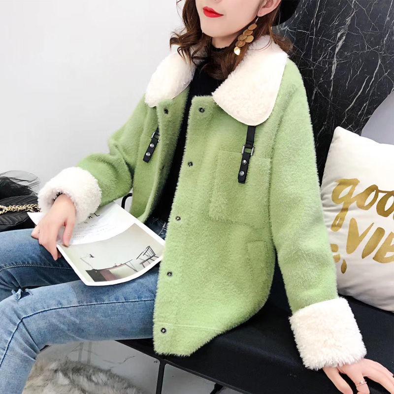 Casual Autumn and Winter Knitted Cardigan Lapel Long-sleeved Thick Sweater Short Fashion Jacket