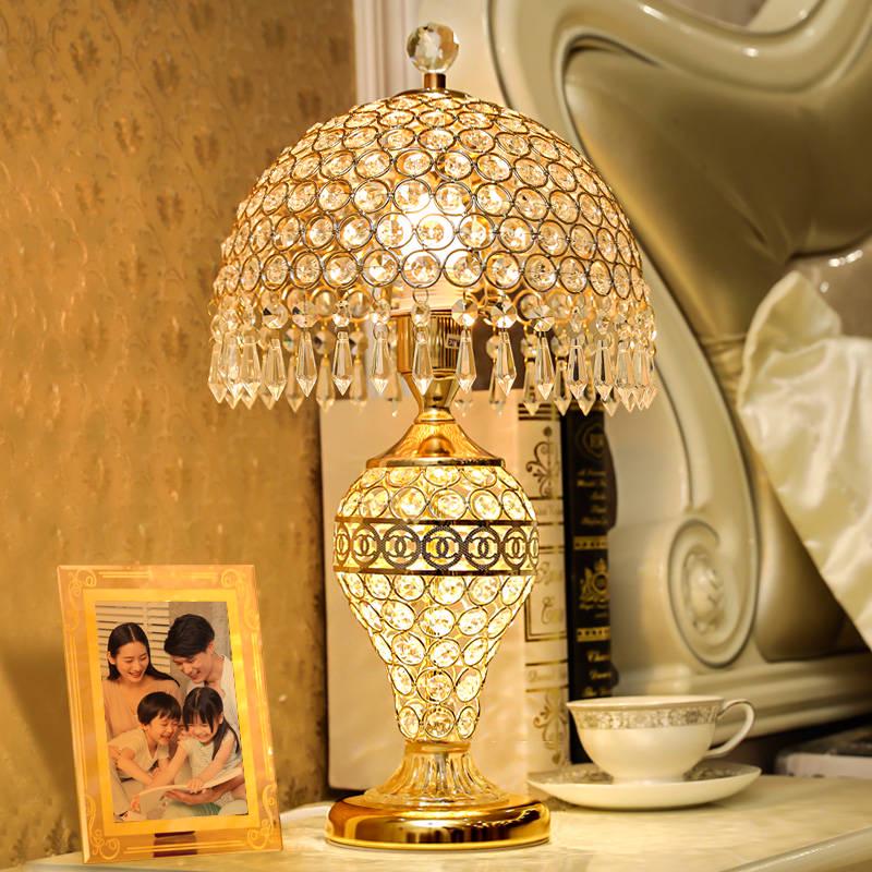 Luxury Resin Table Lamp Living Room Button Switch Bedroom Bedside Table Lights Fabric Lighting