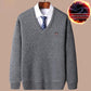 Autumn and Winter Sweaters Plus Velvet Thick Warm Pullover Sweater V-neck Top Suitable for Middle-aged and Elderly Men