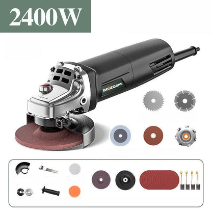 2400W Black Warrior Deluxe Wired Angle Grinder Set Cutting Machine Electric Grinder 24500RPM Handheld Polisher