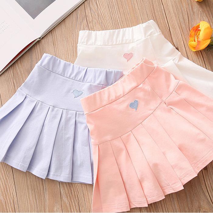 Autumn Spring Summer Casual 3 4-8 10 12 Years Kids  School Solid Color Training Dance Skirt with Shorts Pleated Skirt for Baby Girl