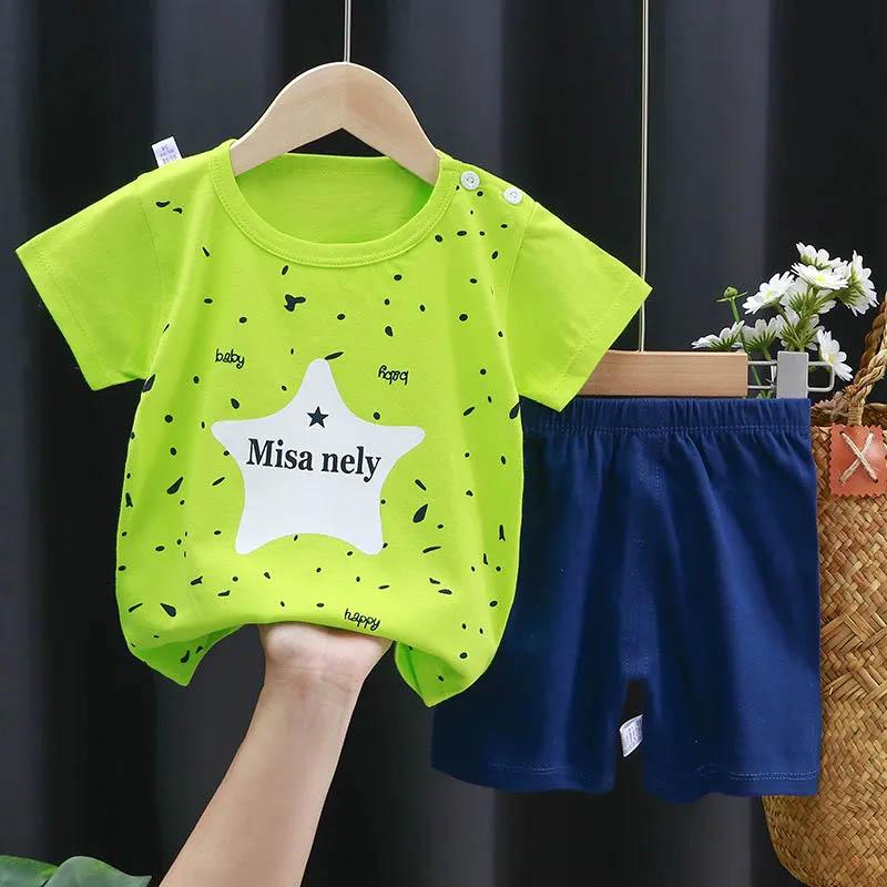 Children's Short-sleeved Suit Cotton Baby Clothes Boy Shorts Half-sleeve 0-7 Years Old Baby T-shirt Summer Children's Clothing