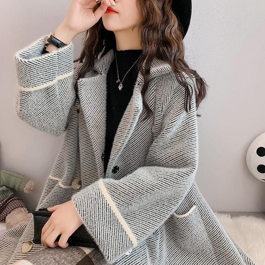 Winter Elegant Sexy Imitation Mink Velvet Women's Coat Fashionable and Popular Mid-length Loose Fur Mink Coat