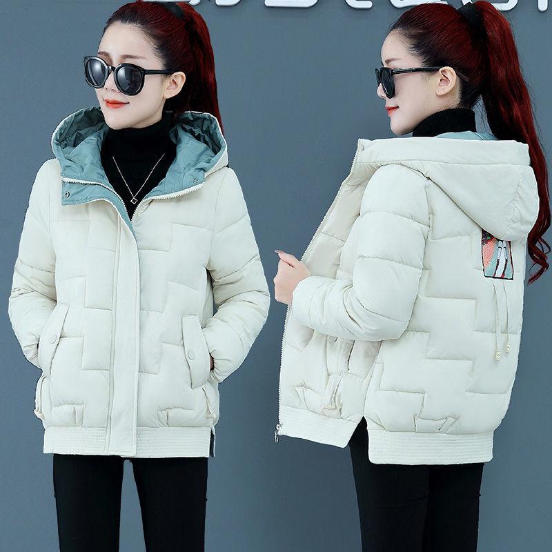 Short Hooded Down Padded Jacket Winter Women's Padded Jacket Cotton-padded Jacket Loose and Thick Warm Jacket Wild and Simple