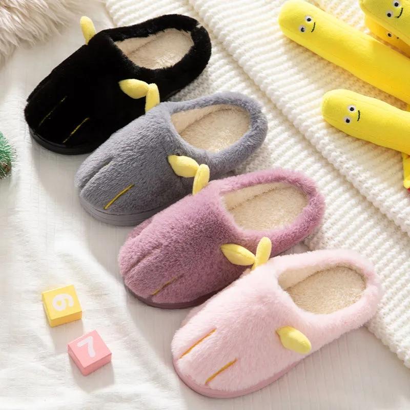 Cotton Slippers Boys and Girls Kids Cotton Slippers Non-slip Flat Shoes Big Children's Slippers Winter