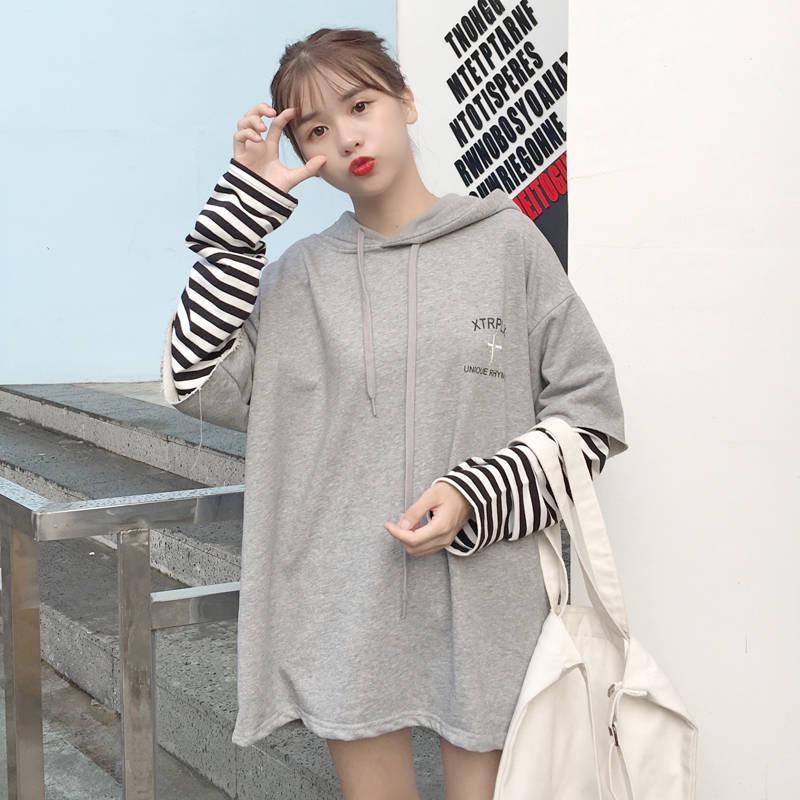 Warm Hooded Tops Spring and Autumn Sweater Cotton Women's Sweatshirt Wild Large Size Long Sleeve