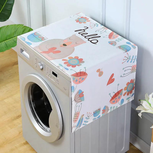 Washing Machine with Side Pocket Dust Cover Refrigerator Universal Cover Microwave Cover Dust Cover Flannelette Breathable Cover Towel Sundry Storage