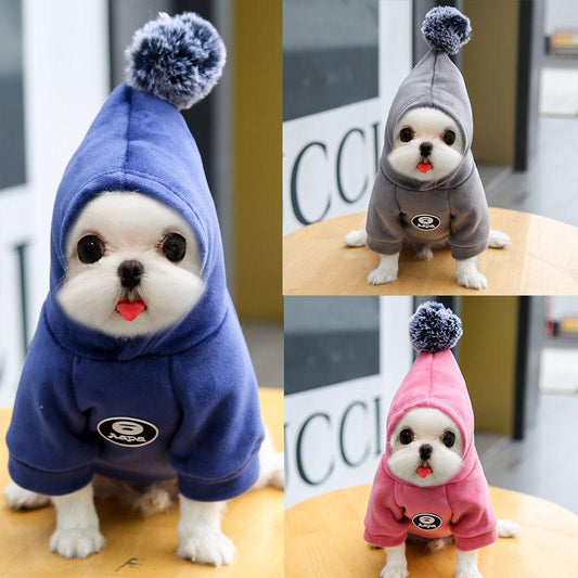 Dog's Warm Jackets Coats Hooded Winter Clothing Cat Hoodies Rompers Two-legged Clothes for Puppy Cats Soft Cotton Jumpsuits with Cap