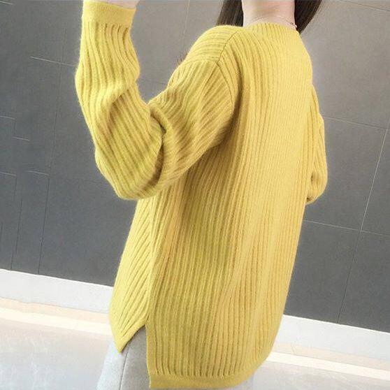 Autumn V-Neck Sexy Knitted Sweater Women Pullovers and Sweater Pullover Winter Women Loose Sweaters