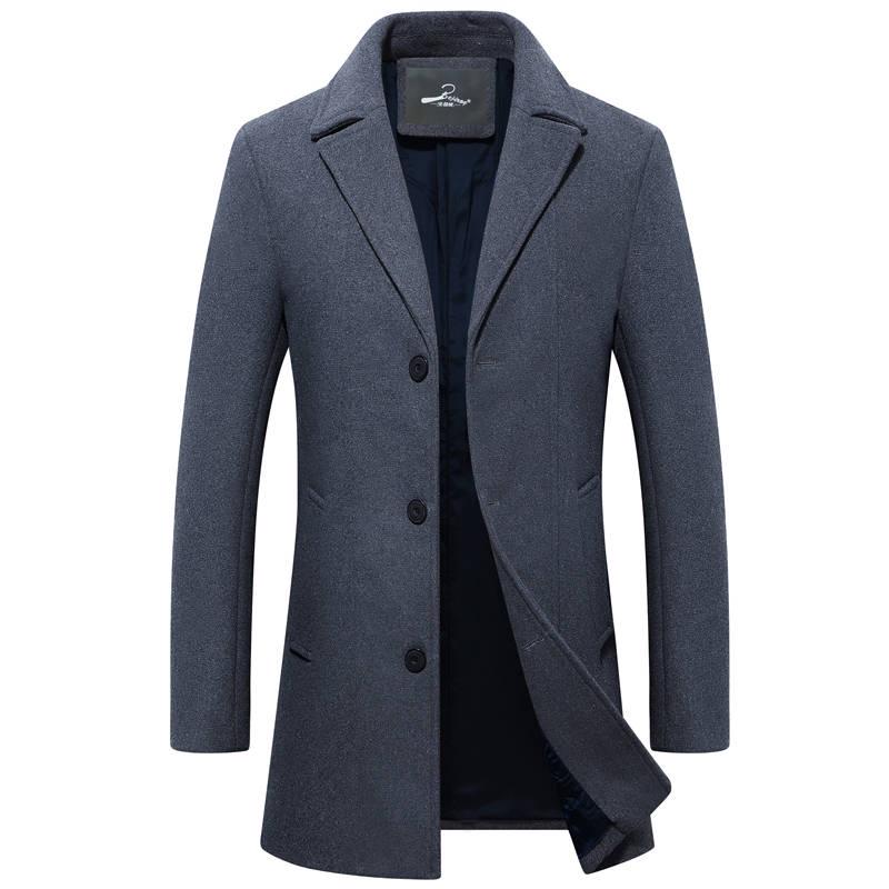 Men's Jacket Wool Long Coat Men Casual Warm Business Casual Overcoat Mens Woolen Jackets Parka Male