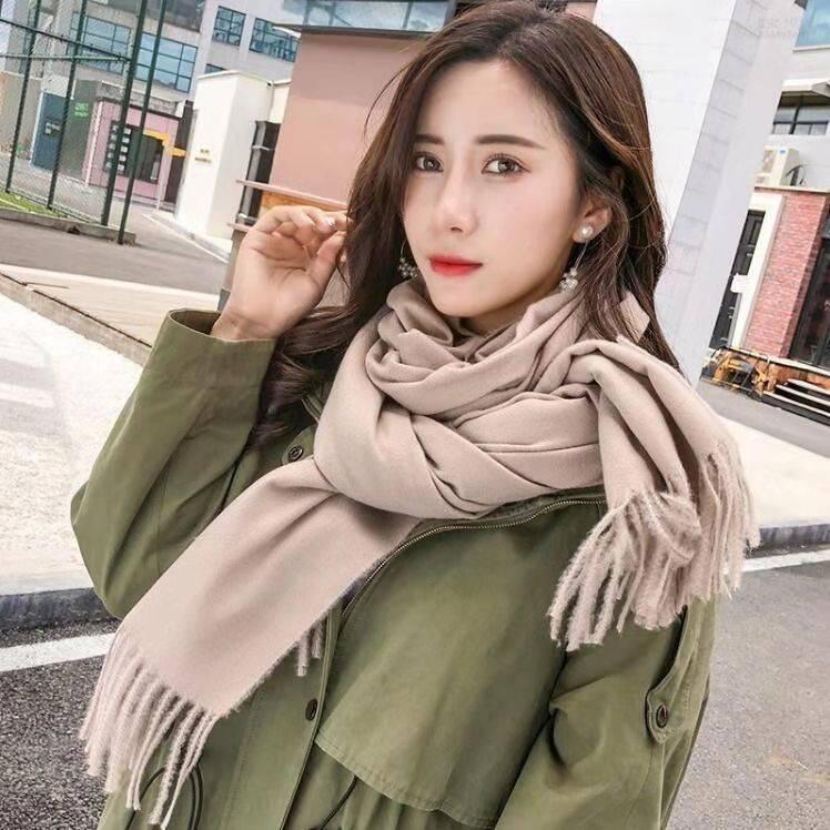 Women Scarf  Winter  Shawls and Wraps Lady Long Solid Hijab Stoles Cashmere Pashmina Head Scarves