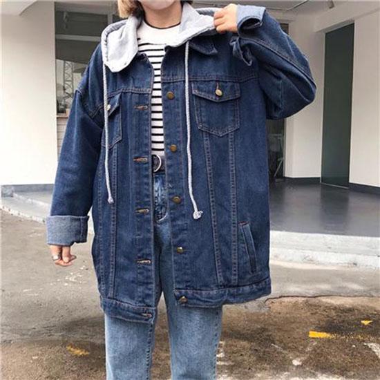 Basic Coat Denim Jacket Loose Women Jackets Hooded Tops Cowboy Coat Denim Outwear Ladies Jackets