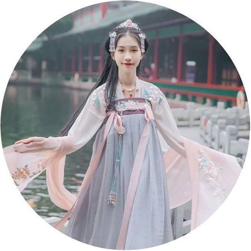 Traditional Improved Hanfu Female Costume Jade Rabbit Embroidery High-waisted Bust Skirt Retro Daily Chinese Clothing Campus Chinese Style