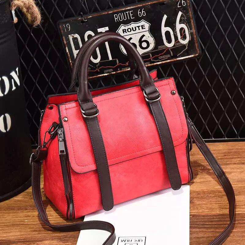 Woman bag European and American Shoulder Handbag Trendy wild Patent leather bag Genuine Leather