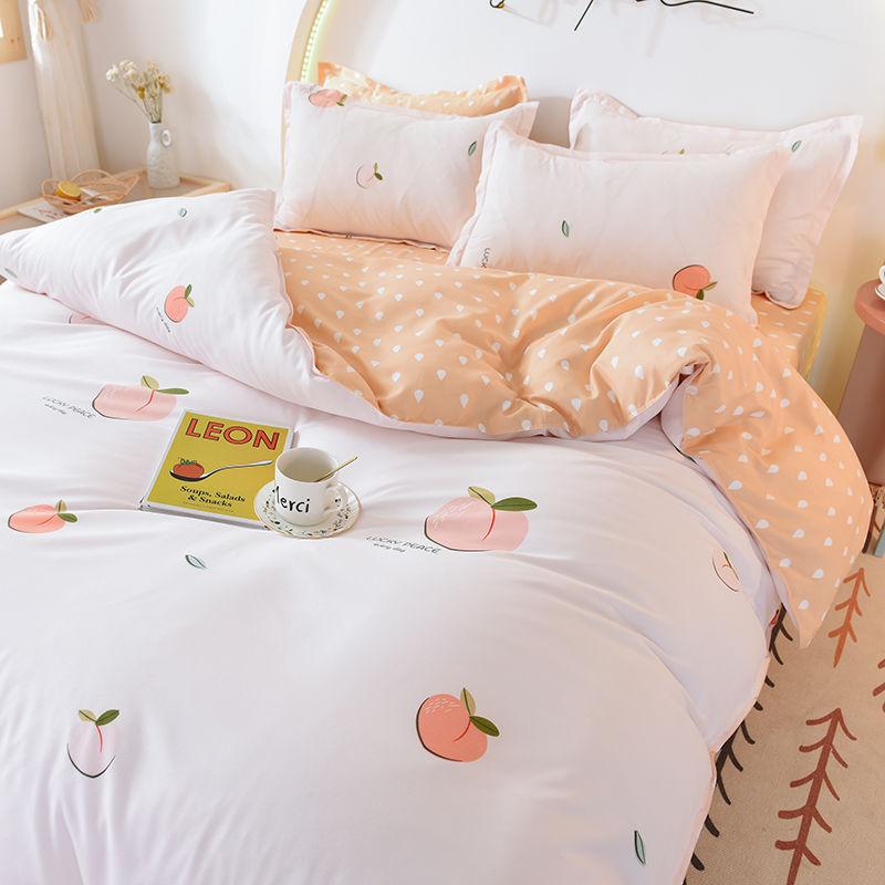 Bedding Set Leaf Printed Bed Linen Sheet Plaid Duvet Cover Single Double Queen King Quilt Covers Sets Bedclothes