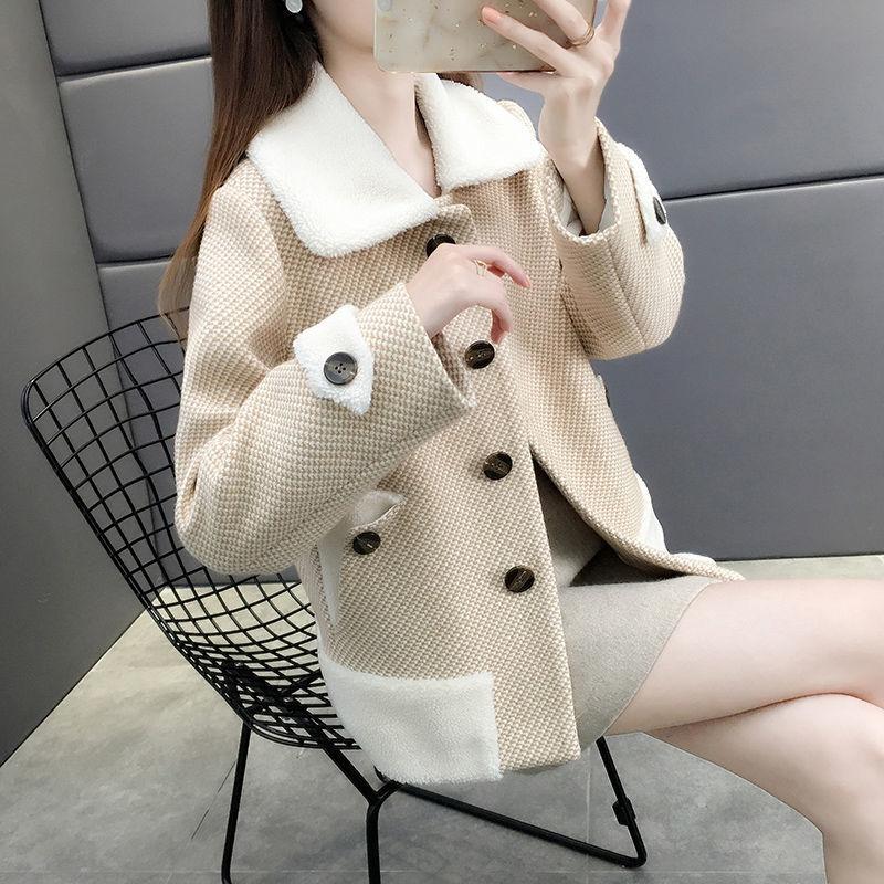 Autumn and Winter Women's Short Woolen Coat Loose and Thin Thick Ferret Coat