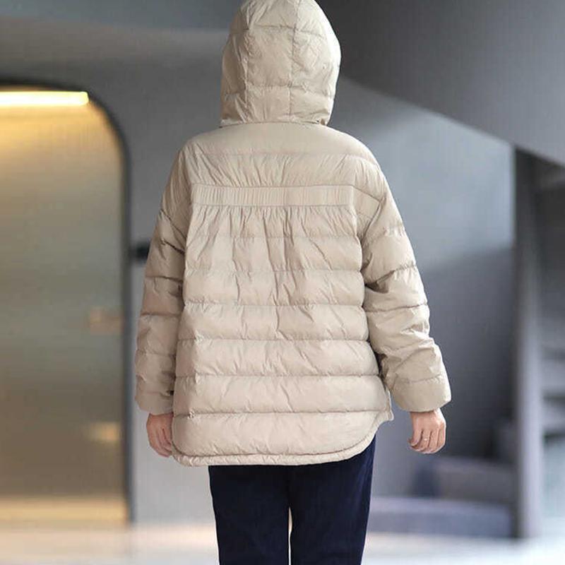 Ultra-light Plus Size Thin Down Jacket Women 2021 Autumn Winter Slim Short Hooded Warm White Duck Down Coat Women Outerwear