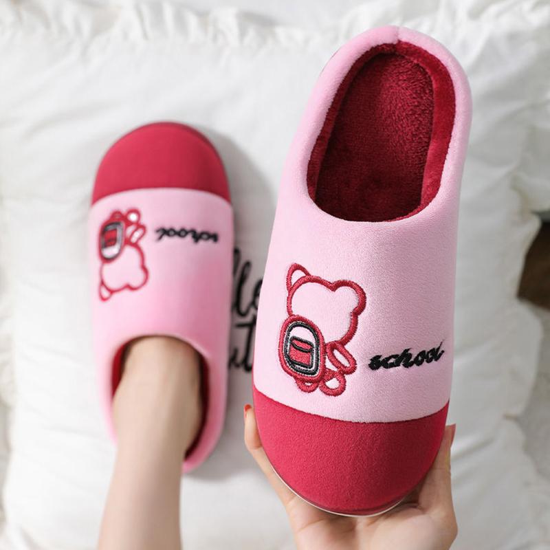 Winter Couple Thickened Non-slip Slippers Home Warm Indoor Fur Slippers Cotton Slippers