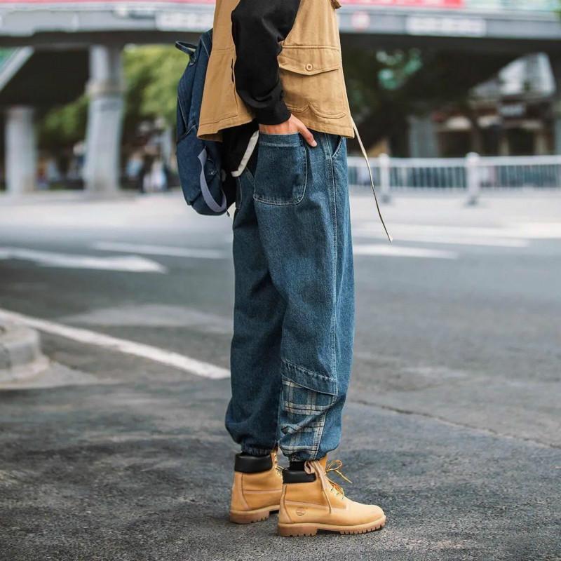 Jeans Men's Spring and Autumn Trend Loose Trousers Men's Stitching Hip-hop Overalls Men's Trousers