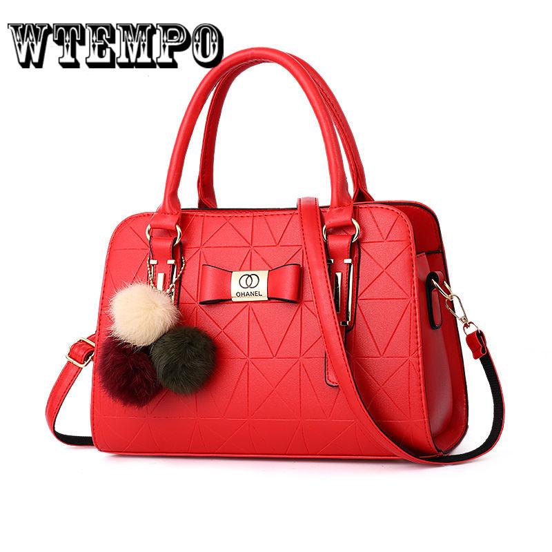 Women's Handbag Fashion Large Capacity Women Shoulder Bag with Hairball Ornaments