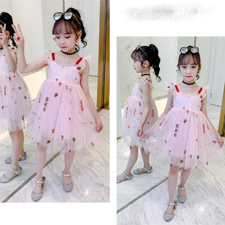 Children Dress Spring Summer Kids Clothing Sling Girls Yarn Skirt Sleeveless Princess Dress Girl 4 13 Years