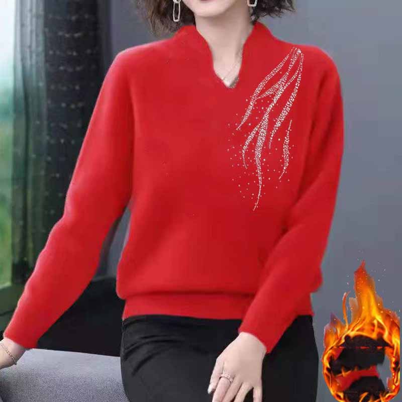 Autumn and Winter Models Plus Velvet Bottoming Shirt Women Double-sided German Velvet Mother Wear All-match Long-sleeved T-shirt Women