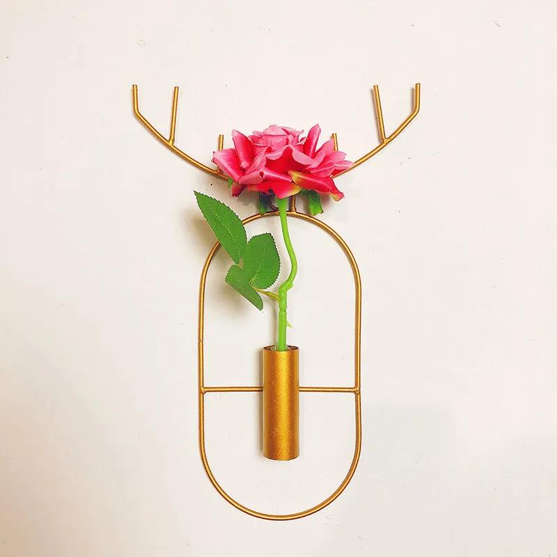 Deer Horn Iron Art Flower Arrangement Wall Mounted Metal Flower Stand Wall Decoration Pendant Flower Device