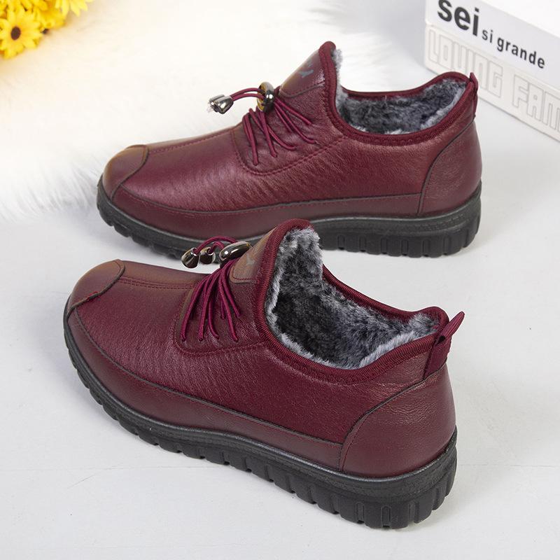 New Women Plus Velvet Sports Shoes Thickened Fashion Casual Leather Non-slip Sneakers